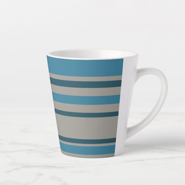 Taza De Café Latte Gris azulado a rayas (Derecha)