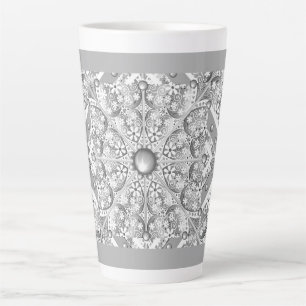 Taza De Café Latte Gris de encaje cerámico