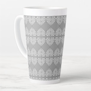 Taza De Café Latte Gris de encaje cerámico