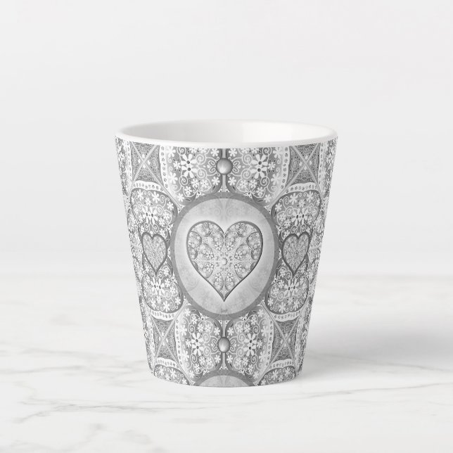 Taza De Café Latte Gris de encaje cerámico (Anverso)