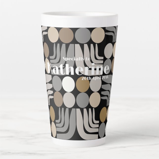 Taza De Café Latte Gris negro bohemio (Anverso)