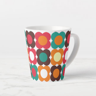 Taza De Café Latte Groovy 70s Retro Flower Pattern | Bold Boho Floral