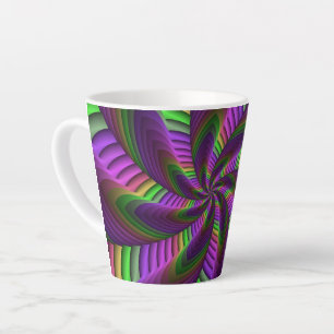 Taza De Café Latte Groovy Energetic Colorful Neon Fractal