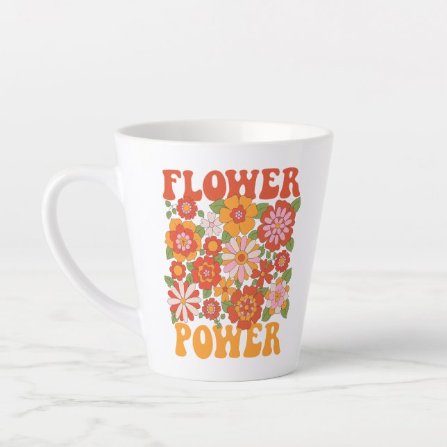 Taza De Café Latte Groovy Flower Power Graphic (Izquierda)