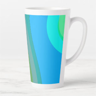 Taza De Café Latte Groovy Green And Blue Resumen Art 305