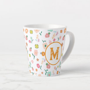 Taza De Café Latte Groovy Retro Daisy Flores Patrón Boho Floral