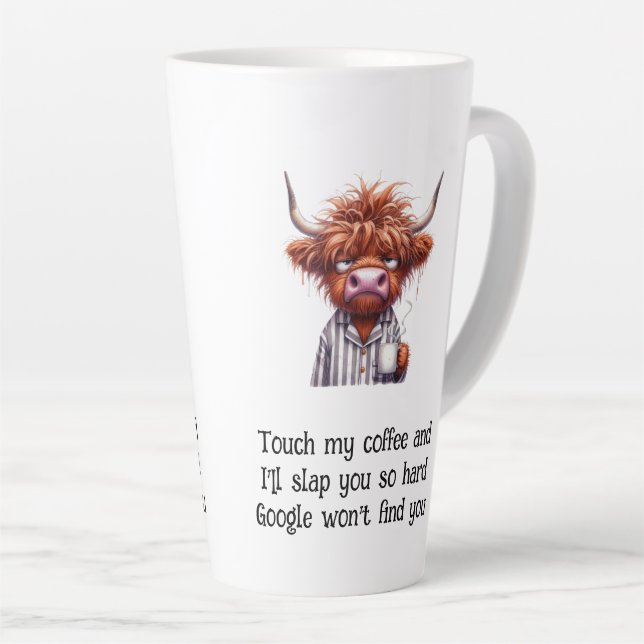 Taza De Café Latte Grumpy Highland Cow y Google Coffee/Latte Mug (Ángulo derecho)