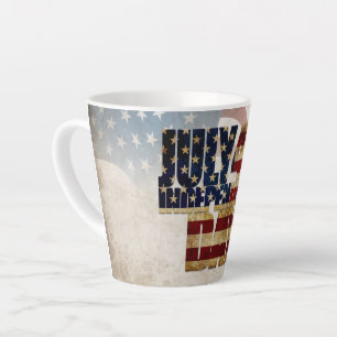 Taza De Café Latte Grunge USA 4 de julio Gráfico de Independencia