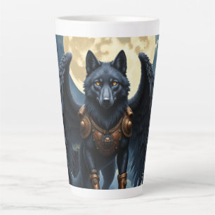 Taza De Café Latte Guardián de la Luna – El Lobo de Ala Negra