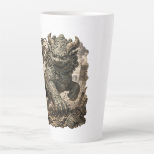 Taza De Café Latte Guardián mítico de piedra Fantasía Pegatina