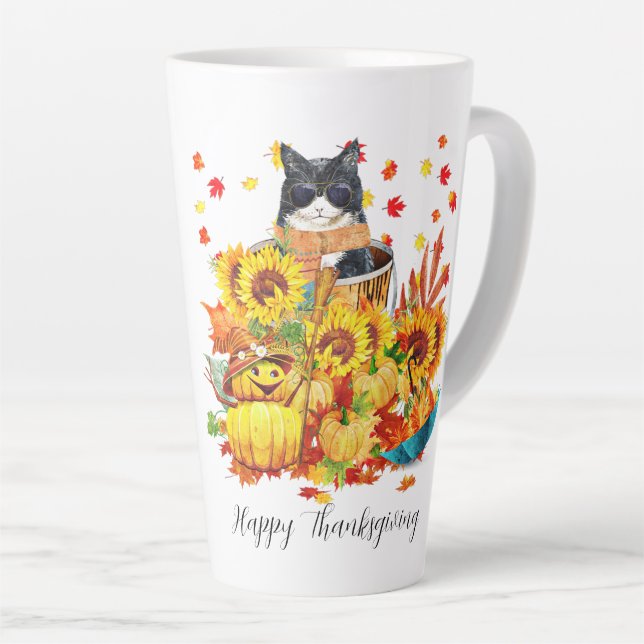 Taza De Café Latte Guay fall cat (Ángulo derecho)