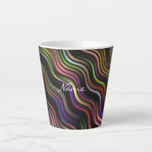 Taza De Café Latte Guay Resumen Línea de onda vertical Arte Thunder_