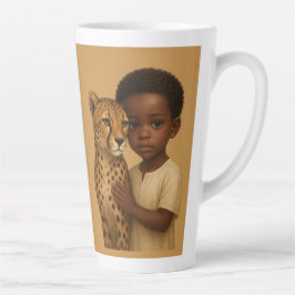 Taza De Café Latte Guepardo y niño: Vínculo de lo salvaje e inocente
