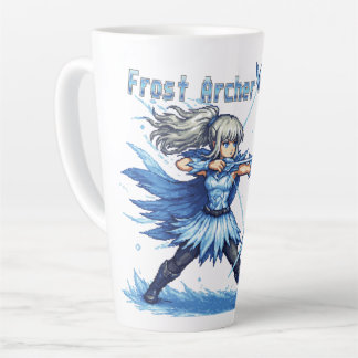 Taza De Café Latte Guerrero Arquero de Escarcha de Arte de Píxel Retr