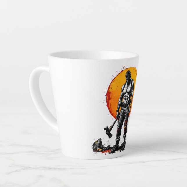 Taza De Café Latte guerrero bárbaro humilde fantasía medievalLatte Mu (Ángulo izquierdo)