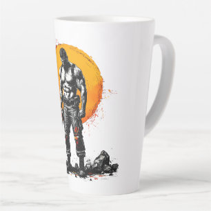 Taza De Café Latte guerrero bárbaro humilde fantasía medievalLatte Mu