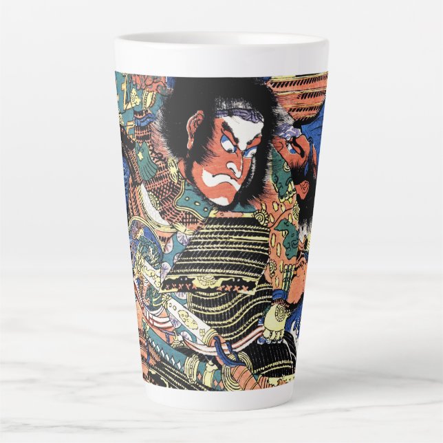 Taza De Café Latte Guerrero legendario ukiyo-e de Guay japonés samura (Anverso)