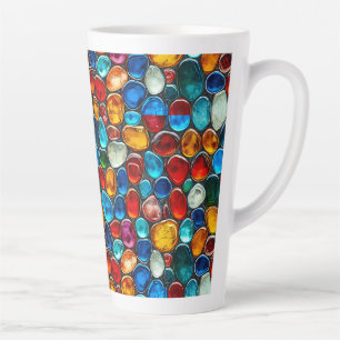 Taza De Café Latte Guijarros multicolores del mar