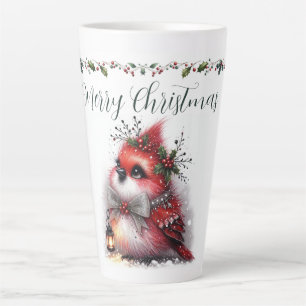 Taza De Café Latte Guión de Feliz Navidad con Pájaro Navideño Caprich