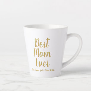 Taza De Café Latte Guión de personalizado de oro de la mejor mamá d