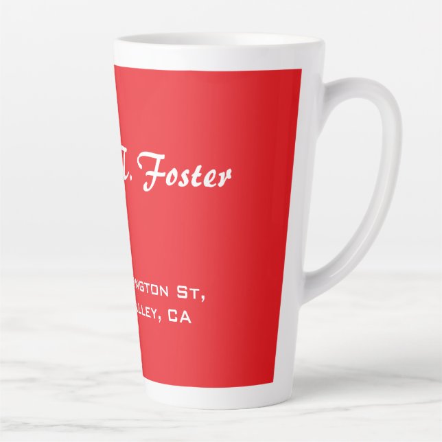 Taza De Café Latte Guión del pincel de curva roja Elegante Minimalist (Derecha)