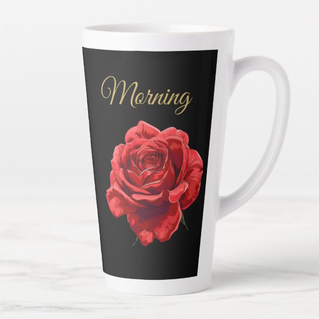 Taza De Café Latte Guión dorado personalizado elegante rosa rojo mode (Derecha)