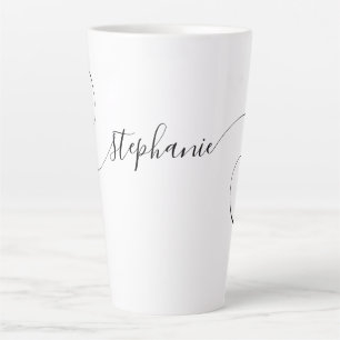 Taza De Café Latte Guion elegante negro rizado nombre