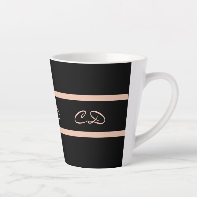 Taza De Café Latte Guión elegante para las iniciales del monograma de (Derecha)
