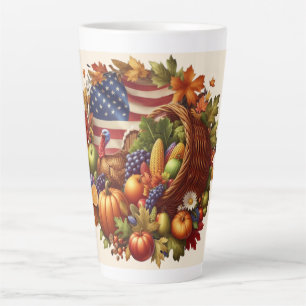 Taza De Café Latte Guirnalda de Acción de Gracias/ pavo estadounidens
