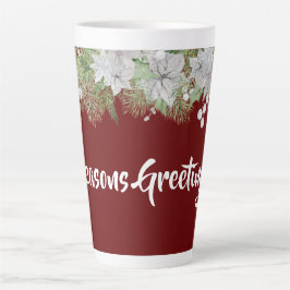 Taza De Café Latte Guirnalda de Poinsettia Blanca para Vacaciones