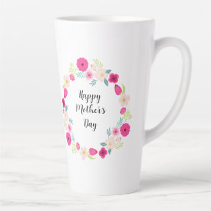 Taza De Café Latte Guirnalda floral rústica colorida