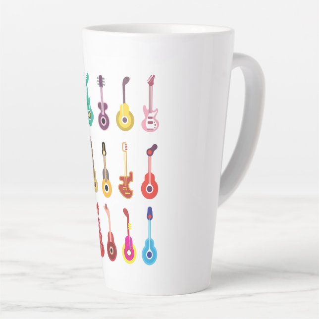Taza De Café Latte Guitarras coloridas (Ángulo derecho)