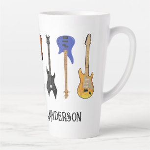 Taza De Café Latte Guitars eléctricos personalizan latte Mug