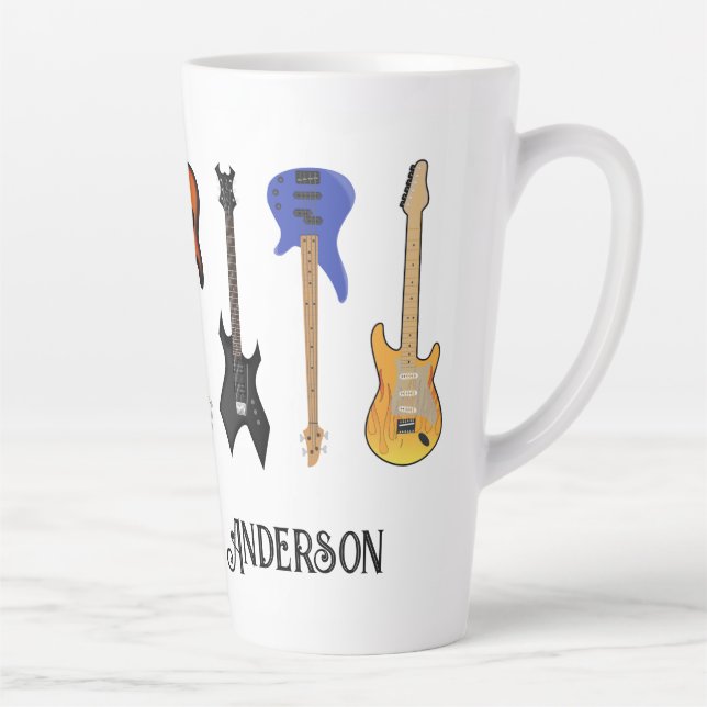 Taza De Café Latte Guitars eléctricos personalizan latte Mug (Derecha)