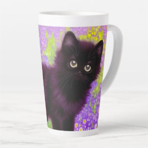 Taza De Café Latte Gustav Klimt Black Kitten