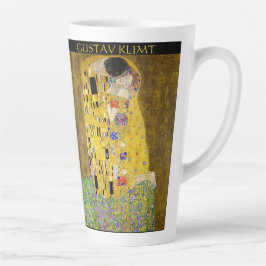 Taza De Café Latte Gustav Klimt – El beso – Texto personalizado