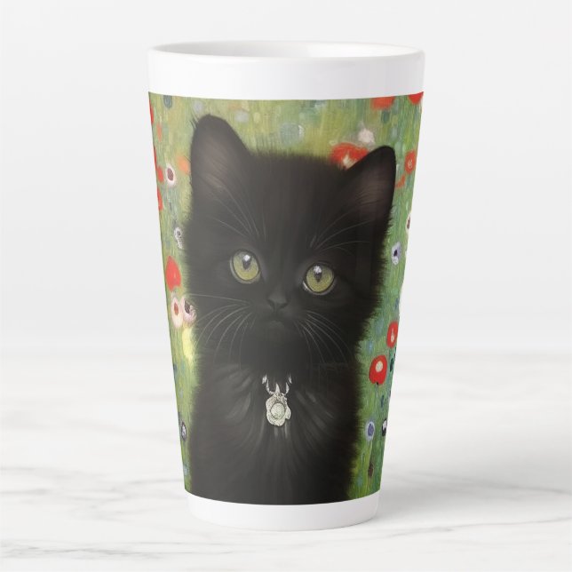 Taza De Café Latte Gustav Klimt Kitten (Anverso)