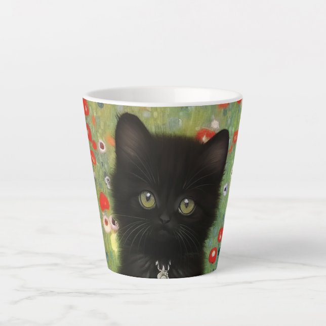 Taza De Café Latte Gustav Klimt Kitten (Anverso)