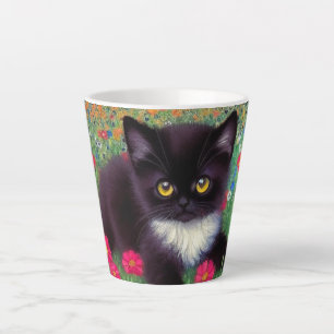 Taza De Café Latte Gustav Klimt Tuxedo Cat
