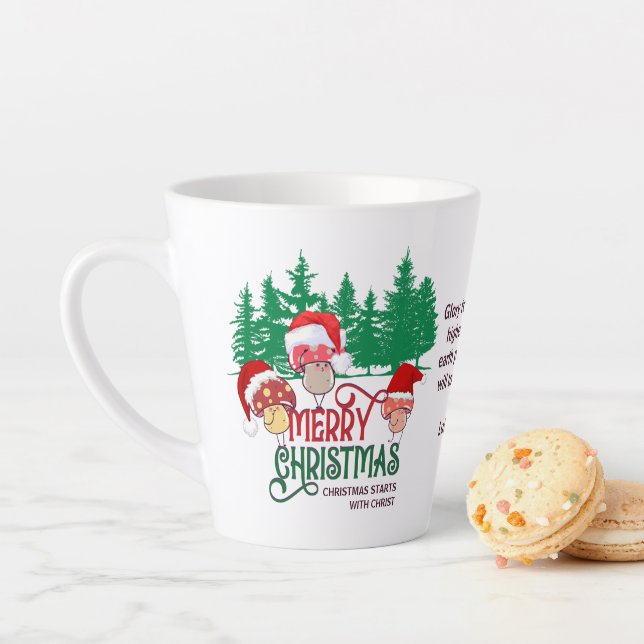 Taza De Café Latte HABITACIONES DE NAVIDAD cristiana MERRY en bosque (In situ)