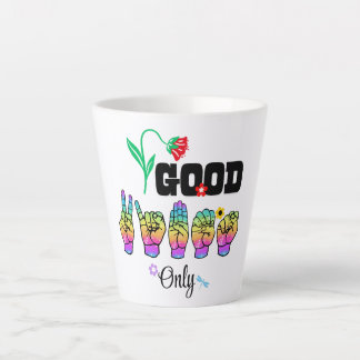 Taza De Café Latte Habla Amor. Revuelve Buenos Vibes