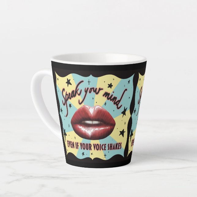 Taza De Café Latte Habla tu mente, vota, activista (Ángulo izquierdo)