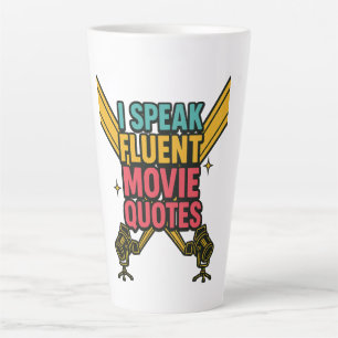 Taza De Café Latte Hablo de películas fluidas citas de arte neón de H