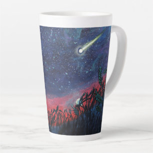 Taza De Café Latte Hacer un deseo en un Ilustracion de una estrella d