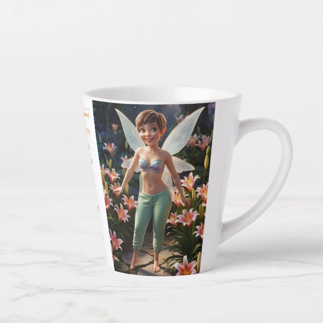 Taza De Café Latte Hada de la Flor de Lirios de Trucha  (Derecha)