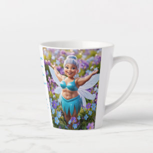 Taza De Café Latte Hada de la Flor Nomeolvides