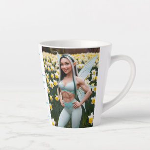 Taza De Café Latte Hada del Narciso Blanco