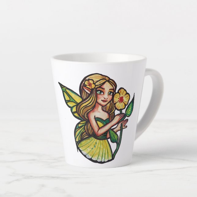 Taza De Café Latte Hadas de flores de verano (Ángulo derecho)
