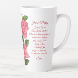 Taza De Café Latte Hail Mary Rosa Orar Latte Mug