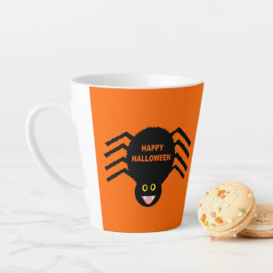 Taza De Café Latte Halloween Araña Negra